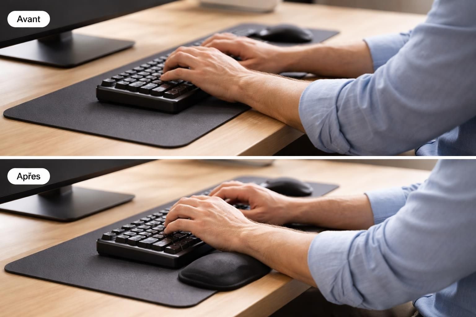 découvrez comment ajuster votre repose-poignets selon la taille de votre main pour améliorer votre confort et prévenir les douleurs lors de l'utilisation prolongée de l'ordinateur.