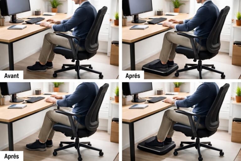 découvrez comment l'association idéale de chaises ergonomiques et de repose-pieds peut soulager efficacement vos douleurs lombaires pour un confort optimal au quotidien.