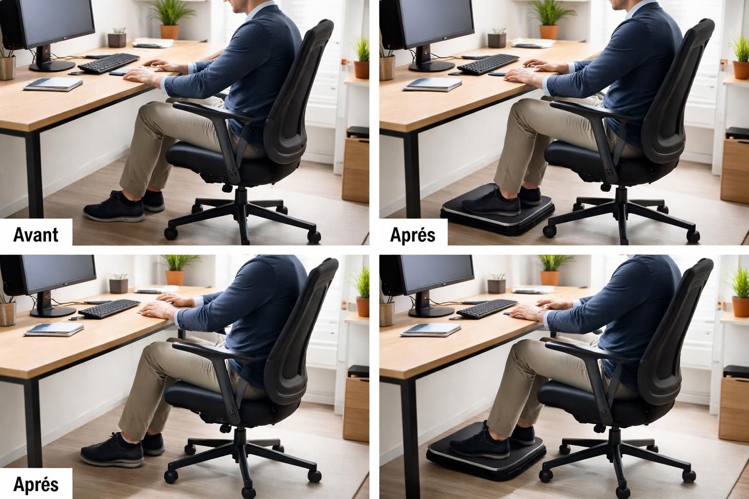 découvrez comment l'association idéale de chaises ergonomiques et de repose-pieds peut soulager efficacement vos douleurs lombaires pour un confort optimal au quotidien.