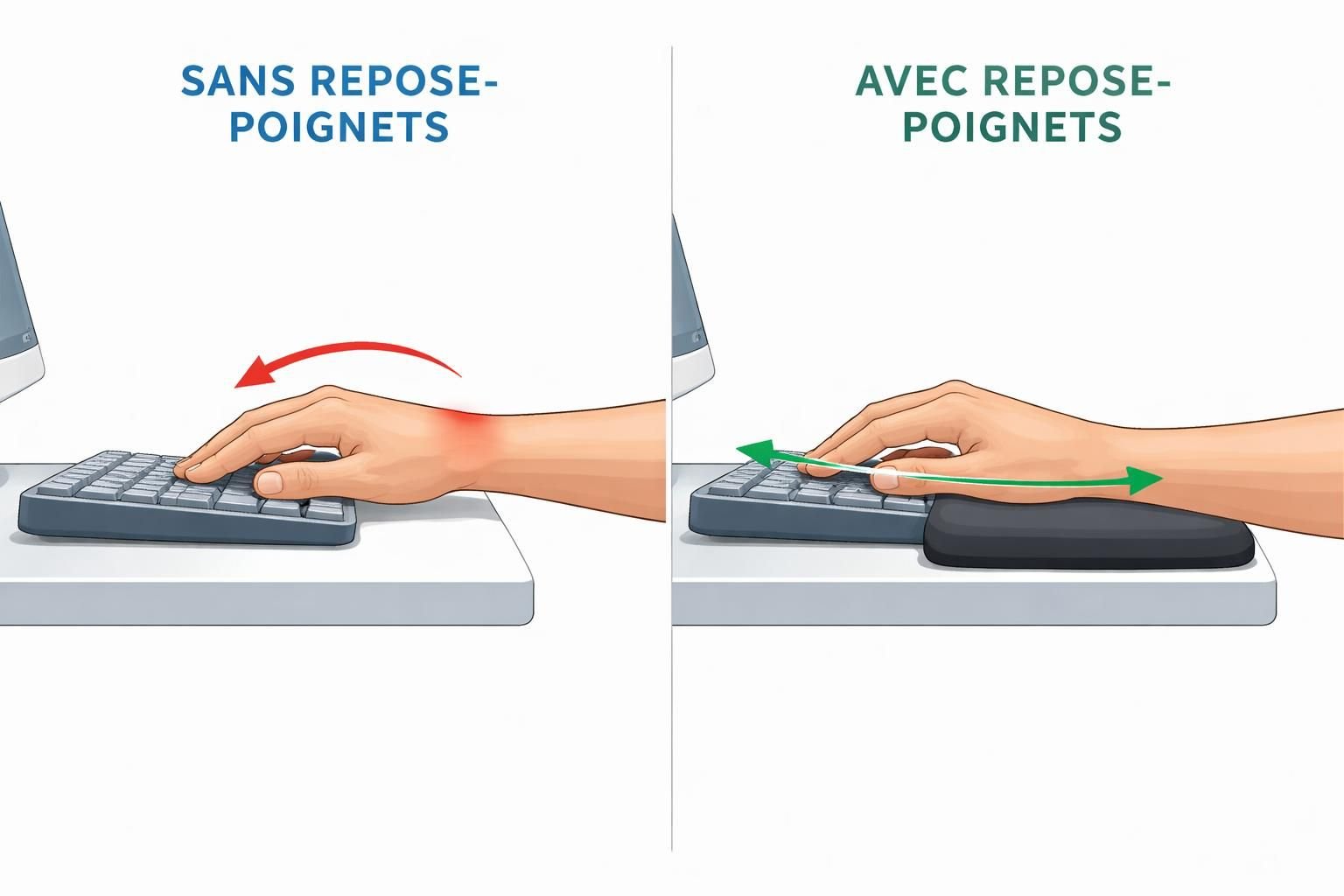 découvrez comment un repose-poignets ergonomique peut prévenir la fatigue et les douleurs au niveau des poignets en offrant un soutien optimal lors de vos activités quotidiennes.