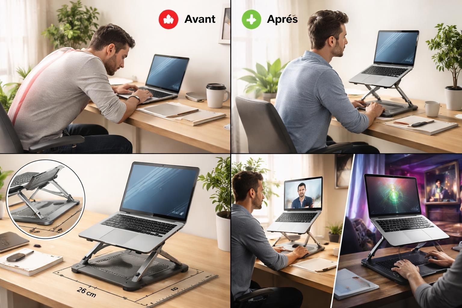 découvrez notre comparatif des meilleurs supports laptop pour prévenir les douleurs de dos et améliorer votre confort de travail au quotidien.