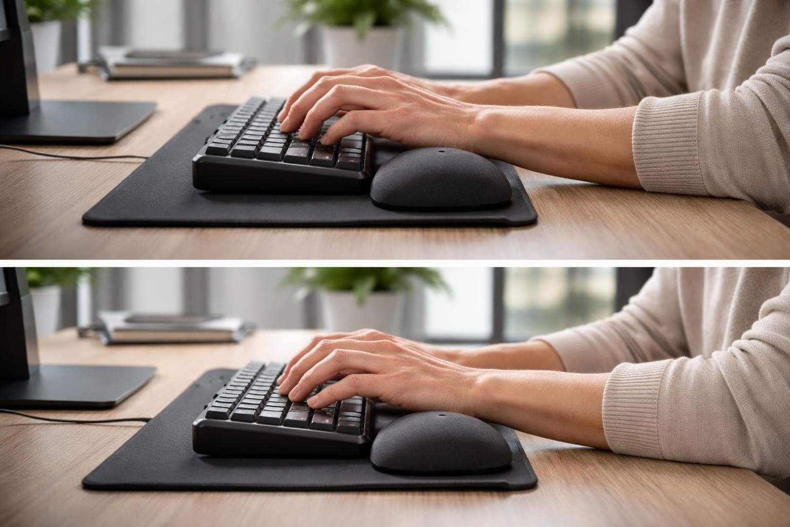 profitez d'un confort durable pour vos sessions pc grâce à un repose-poignets en mousse mémoire, qui soutient idéalement vos poignets et réduit la fatigue.