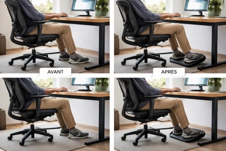 découvrez notre repose-pieds pour grande taille, conçu pour ajuster facilement la hauteur de votre chaise et améliorer votre confort au quotidien.