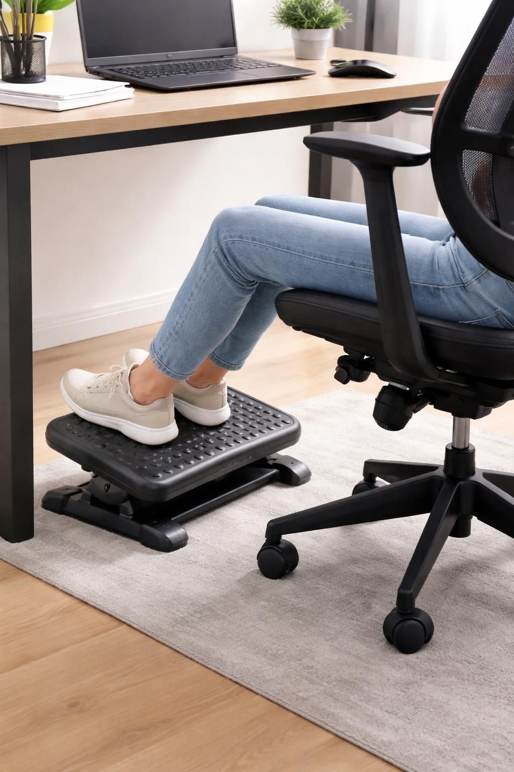 découvrez notre repose-pieds ergonomique conçu pour prévenir les fourmillements dans les jambes au bureau, en améliorant la circulation sanguine et le confort durant vos longues heures de travail.