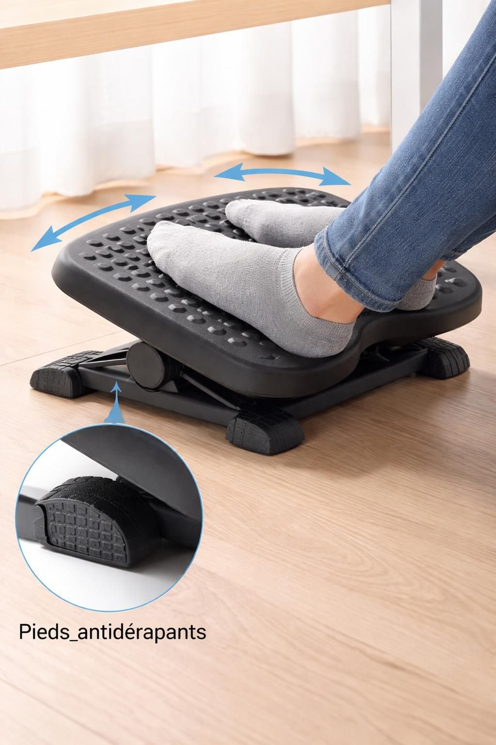 découvrez notre repose-pieds réglable, conçu pour soulager efficacement le bas du dos au bureau et améliorer votre confort tout au long de la journée.