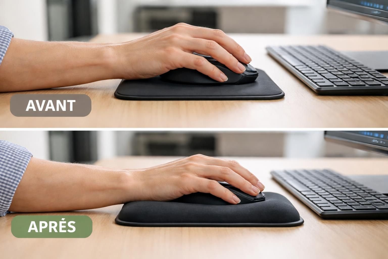 découvrez comment choisir le repose-poignets pour souris adapté afin d'éviter la douleur et améliorer votre confort lors de l'utilisation prolongée de l'ordinateur.
