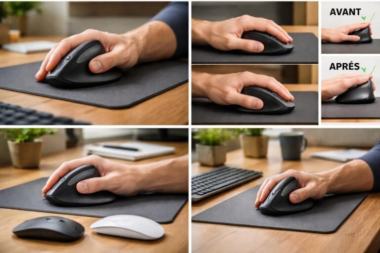 découvrez notre souris ergonomique spécialement conçue pour le télétravail, alliant confort optimal et productivité accrue pour vos longues sessions devant l'ordinateur.