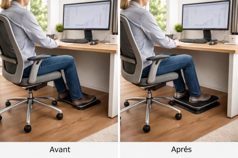 découvrez notre repose-pieds réglable conçu pour améliorer votre posture en position assise, offrant confort et soutien optimal pour une assise plus saine au quotidien.